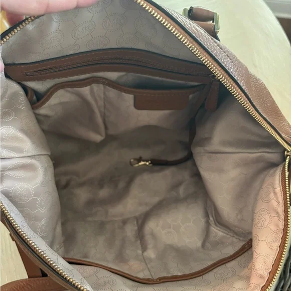 Michael Kors Tan Leather Satchel with Gold Accents - Picture 10 of 16